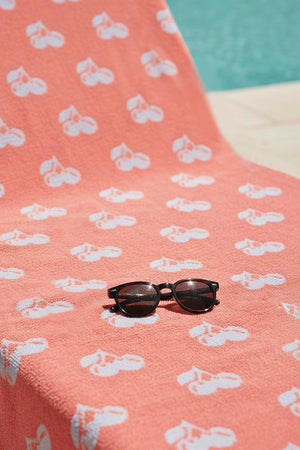 Coral & Blue Cherry 100% Cotton Beach Towel 70x140 cm