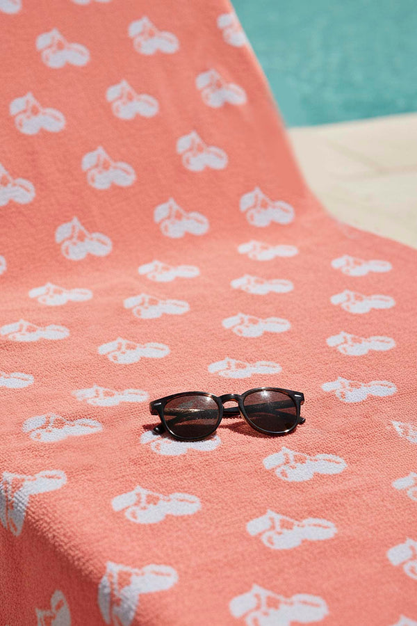 Coral & Blue Cherry 100% Cotton Beach Towel 70x140 cm