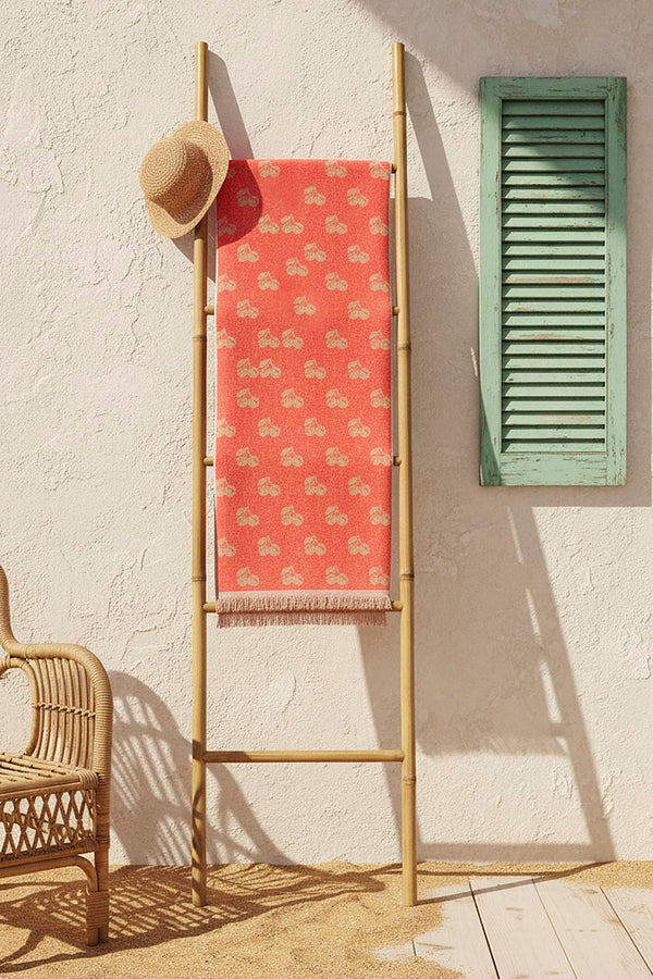 Coral & Orange Cherry 100% Cotton Beach Towel 70x140 cm