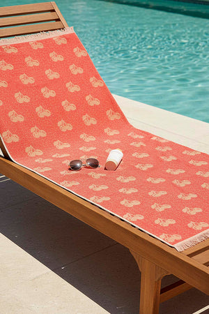 Coral & Orange Cherry 100% Cotton Beach Towel 70x140 cm