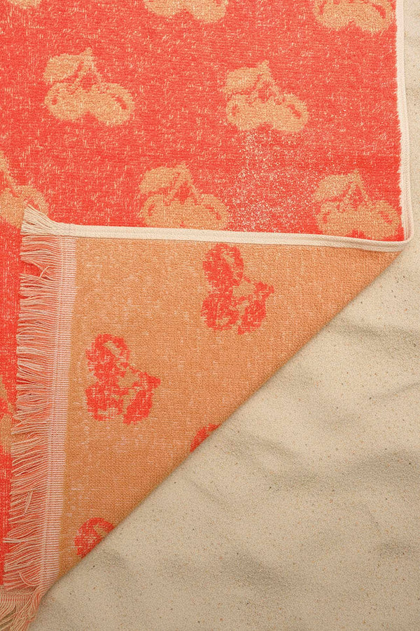 Coral & Orange Cherry 100% Cotton Beach Towel 70x140 cm