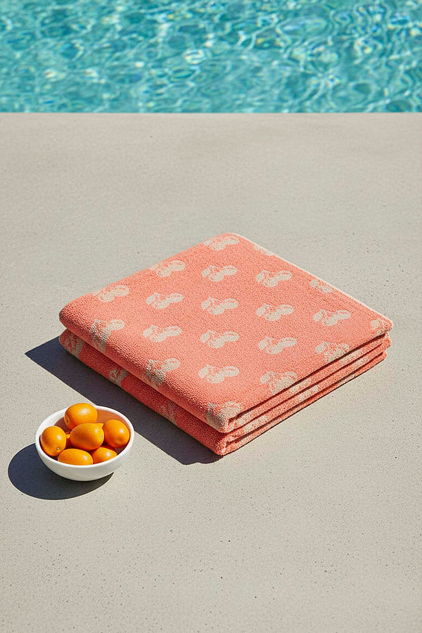 Coral Beige Cherry 100% Cotton Beach Towel 70x140 cm