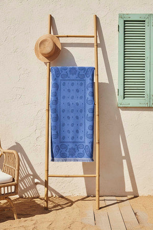 Blue Retro 100% Cotton Beach Towel 70x140 cm