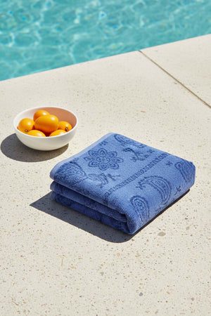 Blue Retro 100% Cotton Beach Towel 70x140 cm