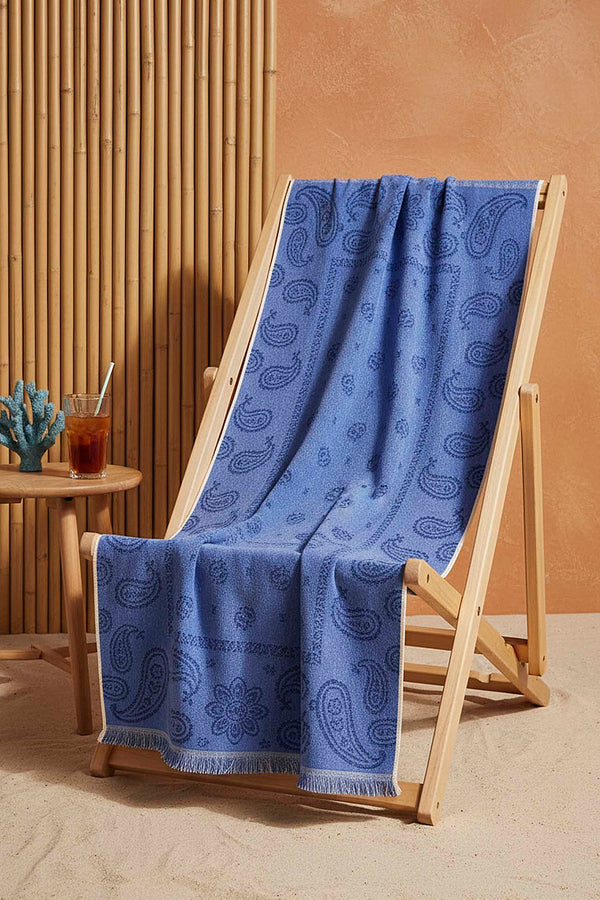 Blue Retro 100% Cotton Beach Towel 70x140 cm