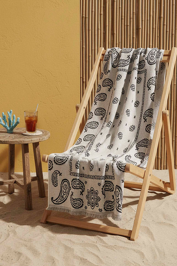 Grey Retro 100% Cotton Beach Towel 70x140 cm