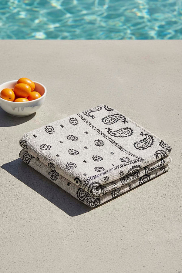 Grey Retro 100% Cotton Beach Towel 70x140 cm