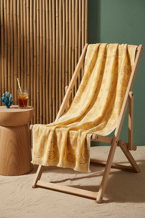 Yellow Retro 100% Cotton Beach Towel 70x140 cm