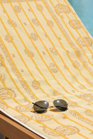 Yellow Retro 100% Cotton Beach Towel 70x140 cm