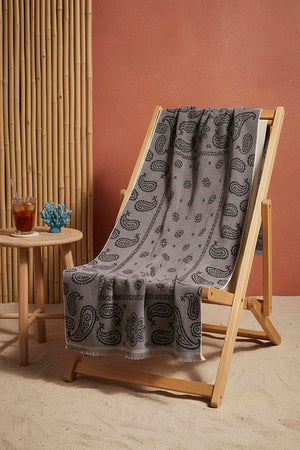 Anthracite Retro 100% Cotton Beach Towel 70x140 cm