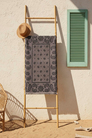 Anthracite Retro 100% Cotton Beach Towel 70x140 cm