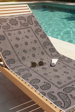 Anthracite Retro 100% Cotton Beach Towel 70x140 cm