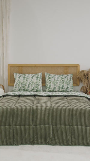 Eucalyptus Tresa Double Deluxe Sleep/Bridal Set – Reversible Wellsoft & Cotton Quilt, 3-Piece, 200x215 cm