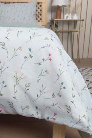 Clara Green Polycotton Double Size Duvet Cover Set, Zipper, 200×215 cm, 3-Piece