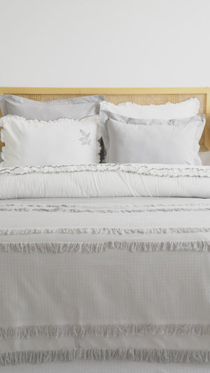 Brianna Grey Embroidered 7-Piece Bridal/Quilt Set – 100% Cotton Duvet Cover, Bedspread & Sheet Set, King Size