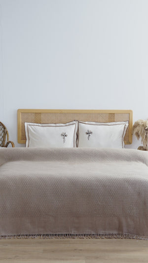 Helen Brown Embroidered 4-Piece Bridal Quilt Set – Polycotton Bedspread, Sheet & Shams, Queen Size