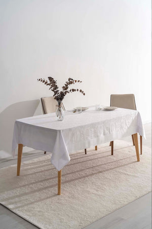 Damascus White Tablecloth 160x220 cm