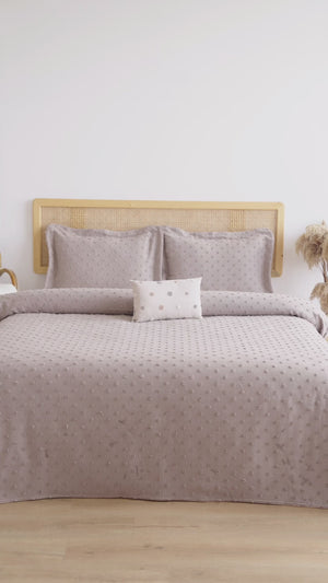 Talya Vizon Embroidered 4-Piece Bridal Quilt Set – Polycotton Bedspread, Sheet & Shams, Queen Size
