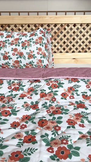 Mira Terracotta Polycotton Quilted Throw/Multi-Purpose Bedspread – Double Size, Breathable, Single Piece, 200x200 cm
