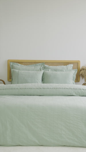 Jasmin Mint Green Double Size 6-Piece Jacquard 100% Cotton Duvet Cover Set & Bridal Set