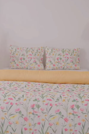 Botanical Polycotton Single Duvet Cover Set – Zipper Closure, 2-Piece, 160x215 cm