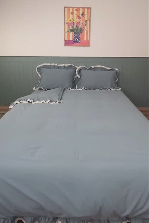Dora 100% Cotton Guipure Detail Duvet Cover Set - 4 Pieces