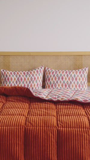 Etnic Terracotta Tresa Double Deluxe Sleep/Bridal Set – Reversible Wellsoft & Cotton Quilt, 3-Piece, 200x215 cm