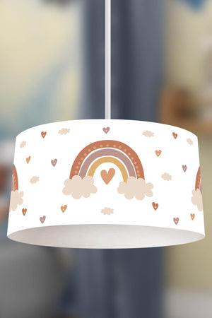 Bohemian Rainbow Themed Children's Room Pendant Lamp - 30cm Decorative Hanging Light with Adjustable Cable - Non-Toxic Water-Based Print