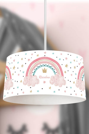 Sugar Rainbow Themed Children's Room Pendant Lamp - 30cm Decorative Hanging Light with Adjustable Cable - Non-Toxic Water-Based Print