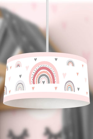 Pastel Rainbow Themed Children's Room Pendant Lamp - 30cm Decorative Hanging Light with Adjustable Cable - Non-Toxic Water-Based Print