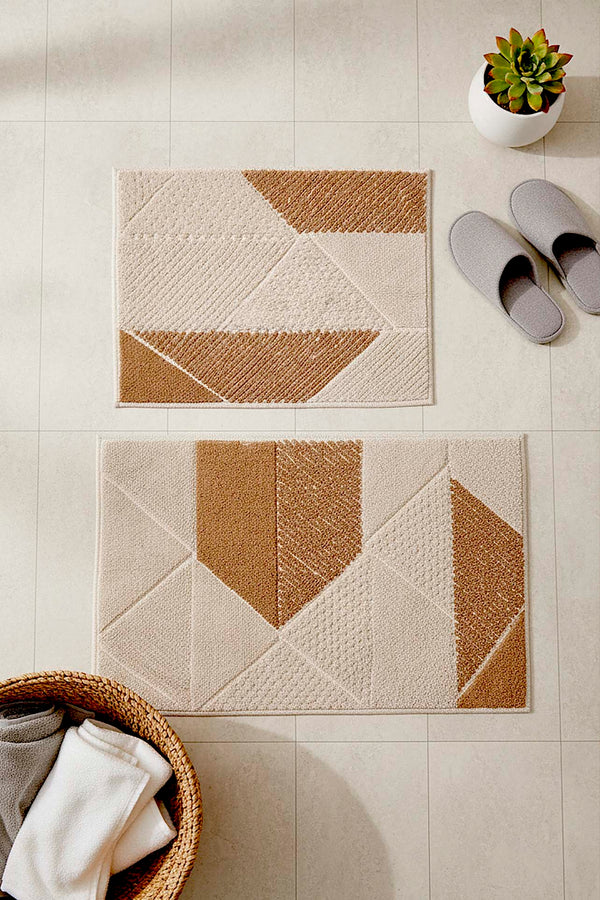 Terra Geometric 2-Piece Bathroom Toilet Mat Set