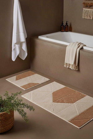 Terra Geometric 2-Piece Bathroom Toilet Mat Set