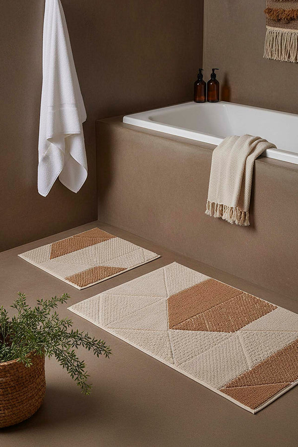 Terra Geometric 2-Piece Bathroom Toilet Mat Set