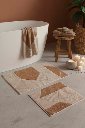 Terra Geometric 2-Piece Bathroom Toilet Mat Set