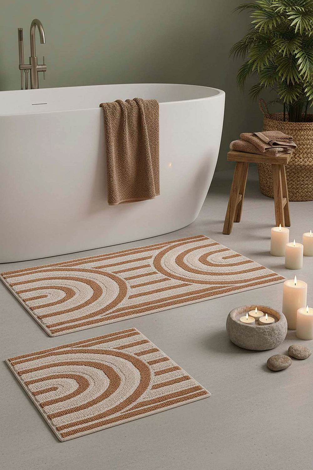 Bohemian Pattern 2-Piece Bathroom Toilet Mat Set