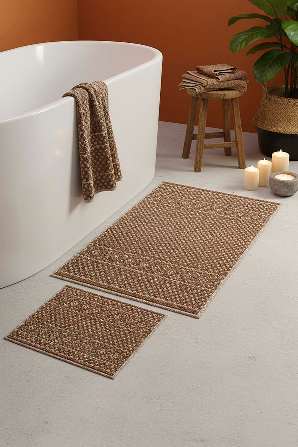 Scandinavian Pattern 2-Piece Bathroom Toilet Mat Set