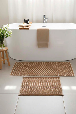 Scandinavian Pattern 2-Piece Bathroom Toilet Mat Set