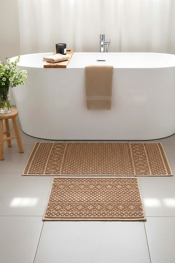 Scandinavian Pattern 2-Piece Bathroom Toilet Mat Set