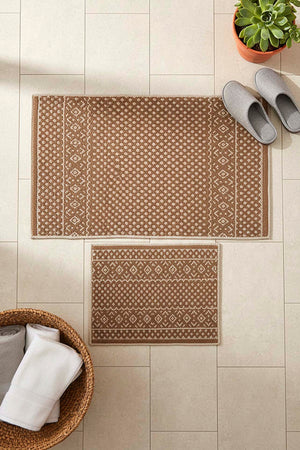 Scandinavian Pattern 2-Piece Bathroom Toilet Mat Set