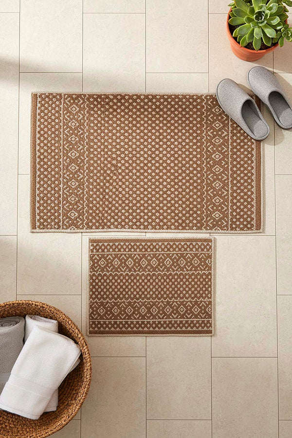 Scandinavian Pattern 2-Piece Bathroom Toilet Mat Set