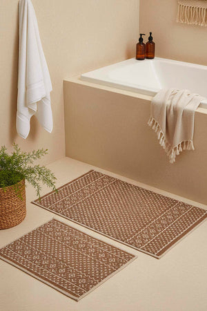 Scandinavian Pattern 2-Piece Bathroom Toilet Mat Set