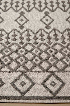 Grey Ethnic Pattern 2-Piece Bathroom Toilet Mat Set