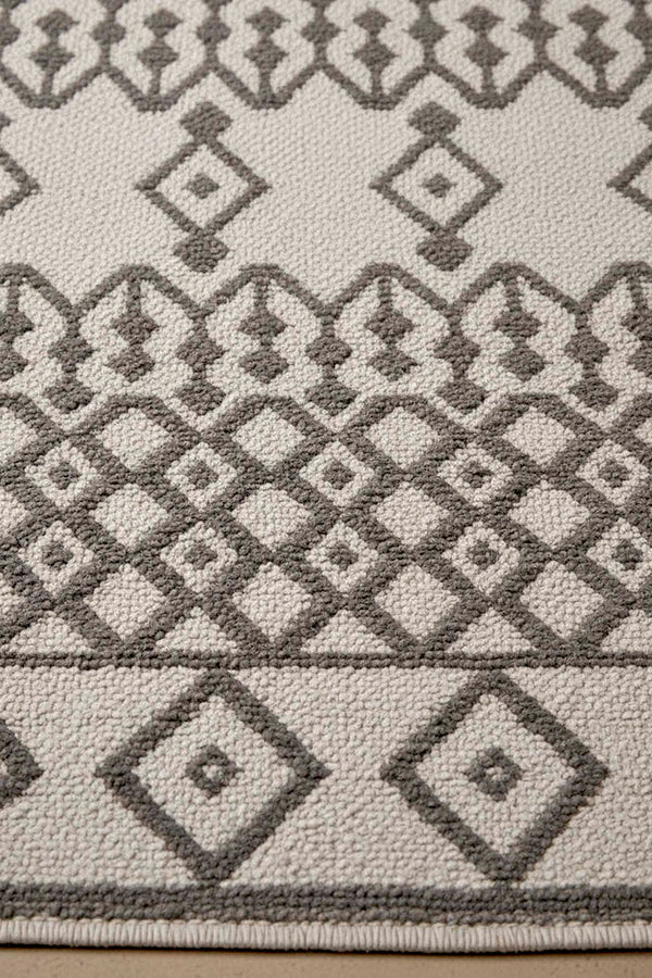 Grey Ethnic Pattern 2-Piece Bathroom Toilet Mat Set