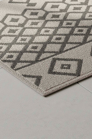 Grey Ethnic Pattern 2-Piece Bathroom Toilet Mat Set