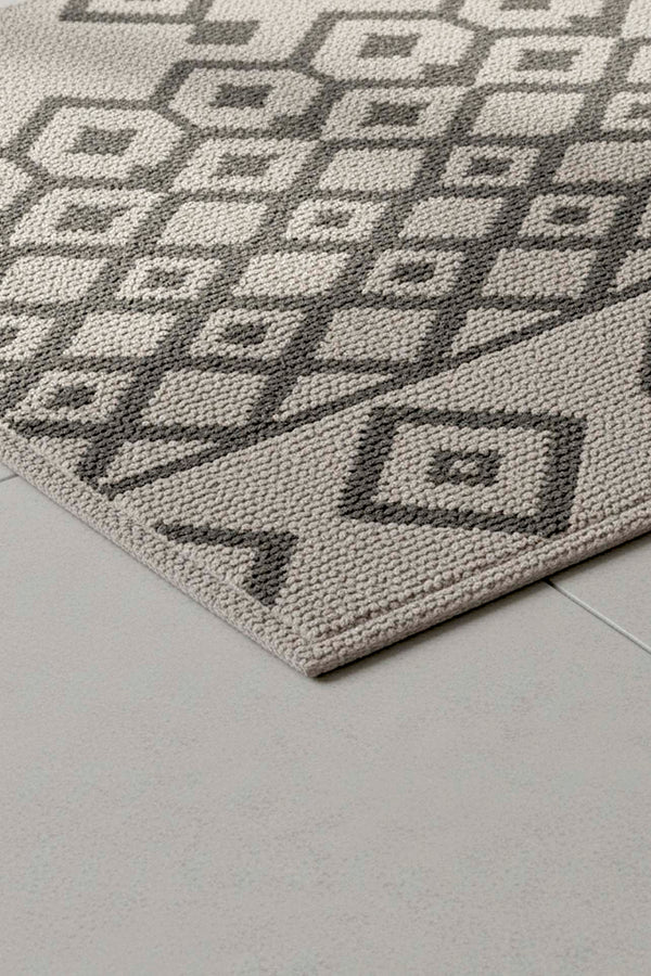 Grey Ethnic Pattern 2-Piece Bathroom Toilet Mat Set