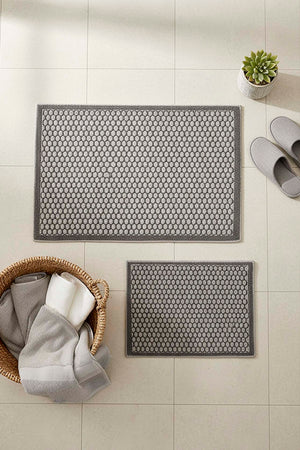 Honeycomb Pattern 2-Piece Bathroom Toilet Mat Set
