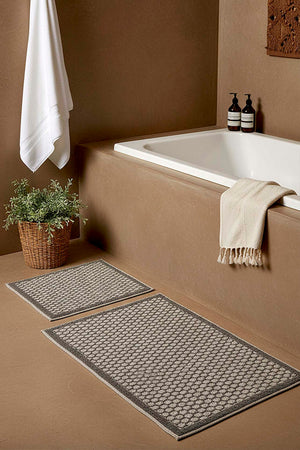 Honeycomb Pattern 2-Piece Bathroom Toilet Mat Set