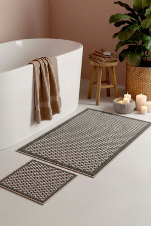 Honeycomb Pattern 2-Piece Bathroom Toilet Mat Set