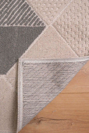 Soft Grey Geometric Pattern 2-Piece Bathroom Toilet Mat Set