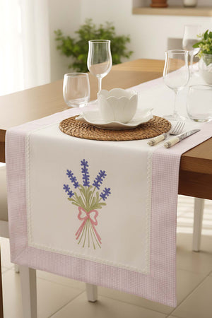 Lavender Embroidered Buldan Fabric Runner 50x130 cm
